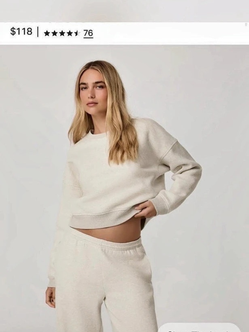 Vuori Restore Bone Heather Crew Sweatshirt, Cream, size small